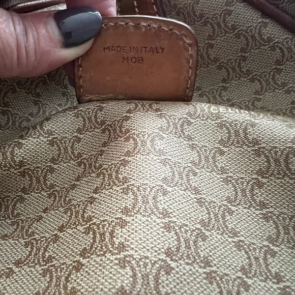 Celine Macadam Chestnut Brown and Tan coated canvas Boston Bag GUC - Picture 6 of 14